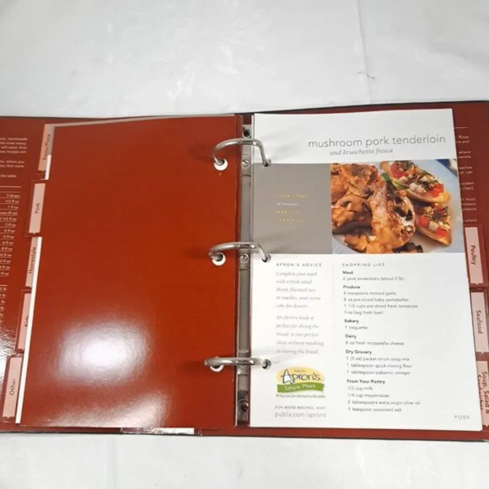 Publix Aprons Simple Meals‎ Binder Cookbook binder Recipes Cards cook book 2006